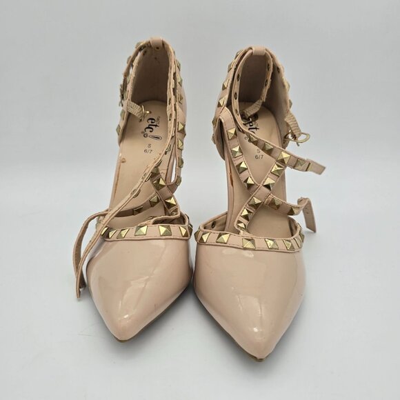 Rue21 Etc Studded Pointed Tan High Heel Pumps Size 6/7 - Picture 8 of 11